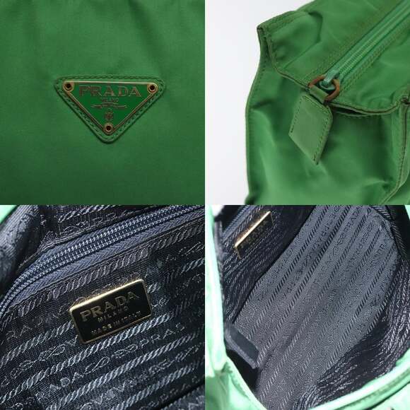 PRADA Hand Bag Nylon Green Gold - Picture 11 of 12
